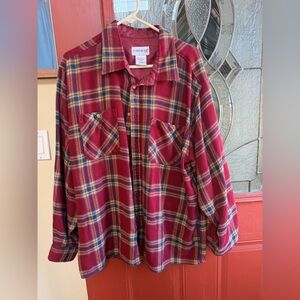 John Blair Red Plaid Flannel Shirt Jacket